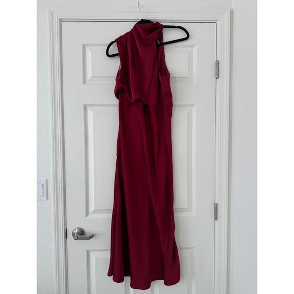 Lulus Wine Red Asymmetrical Satin Gown - Picture 1 of 4